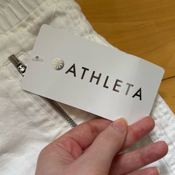 Athleta Cabo Linen Wide Leg Pants Womens Size 4P Petite New with tag White - Picture 6 of 7